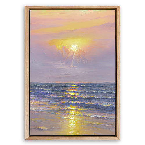 Save 33% When You Add A Frame To Your 18x12 Purple Skies Abstract Beach Wall Art Canvas Now
