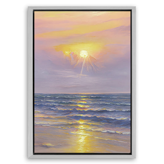 Save 33% When You Add A Frame To Your 18x12 Purple Skies Abstract Beach Wall Art Canvas Now