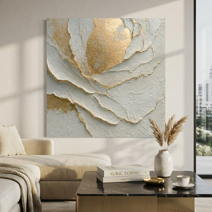 Gilded Petal Relief Wall Art