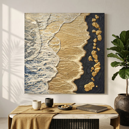 Golden Shoreline Contrast Wall Art