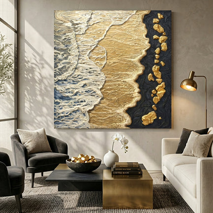 Golden Shoreline Contrast Wall Art