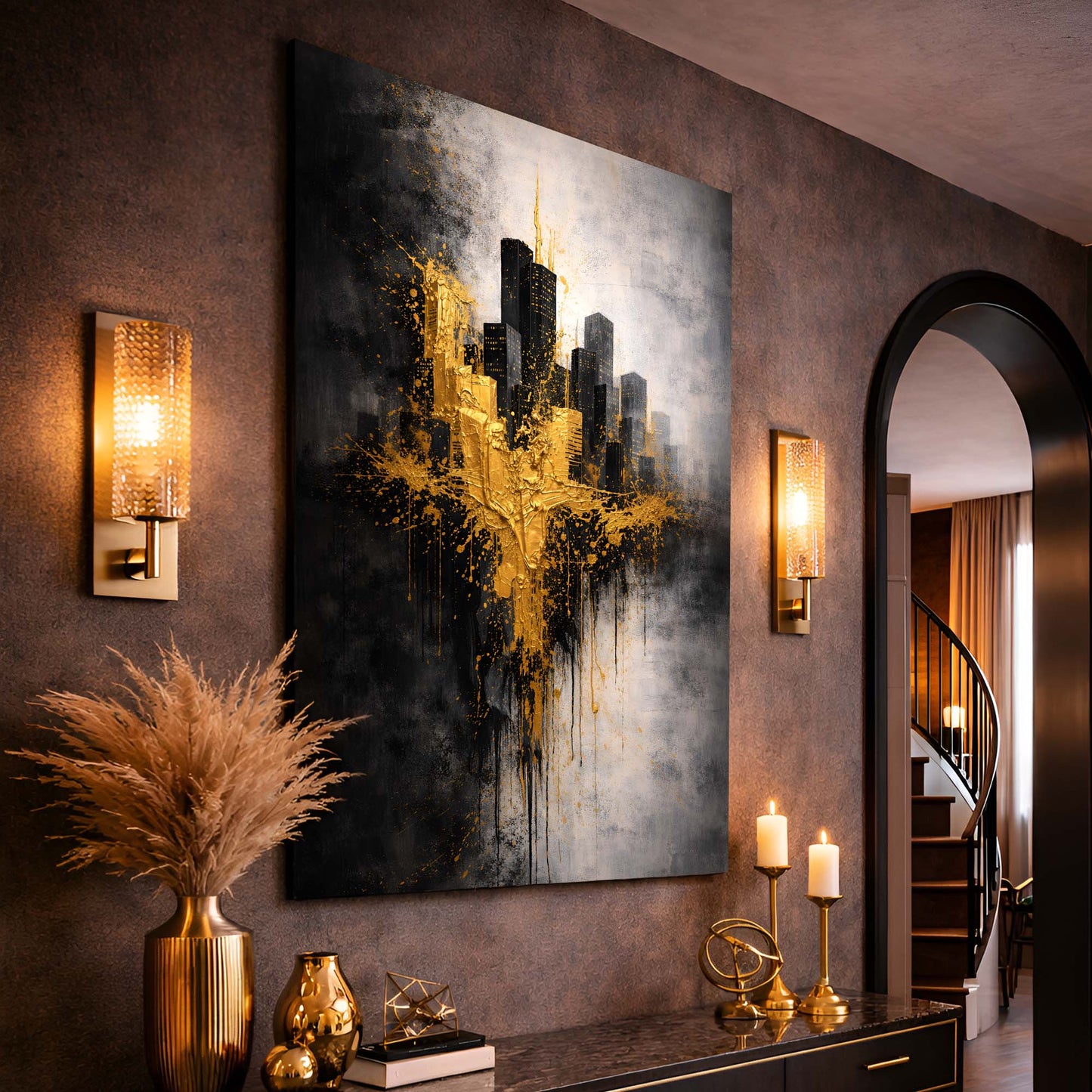 Black Gold Cityscape Abstract