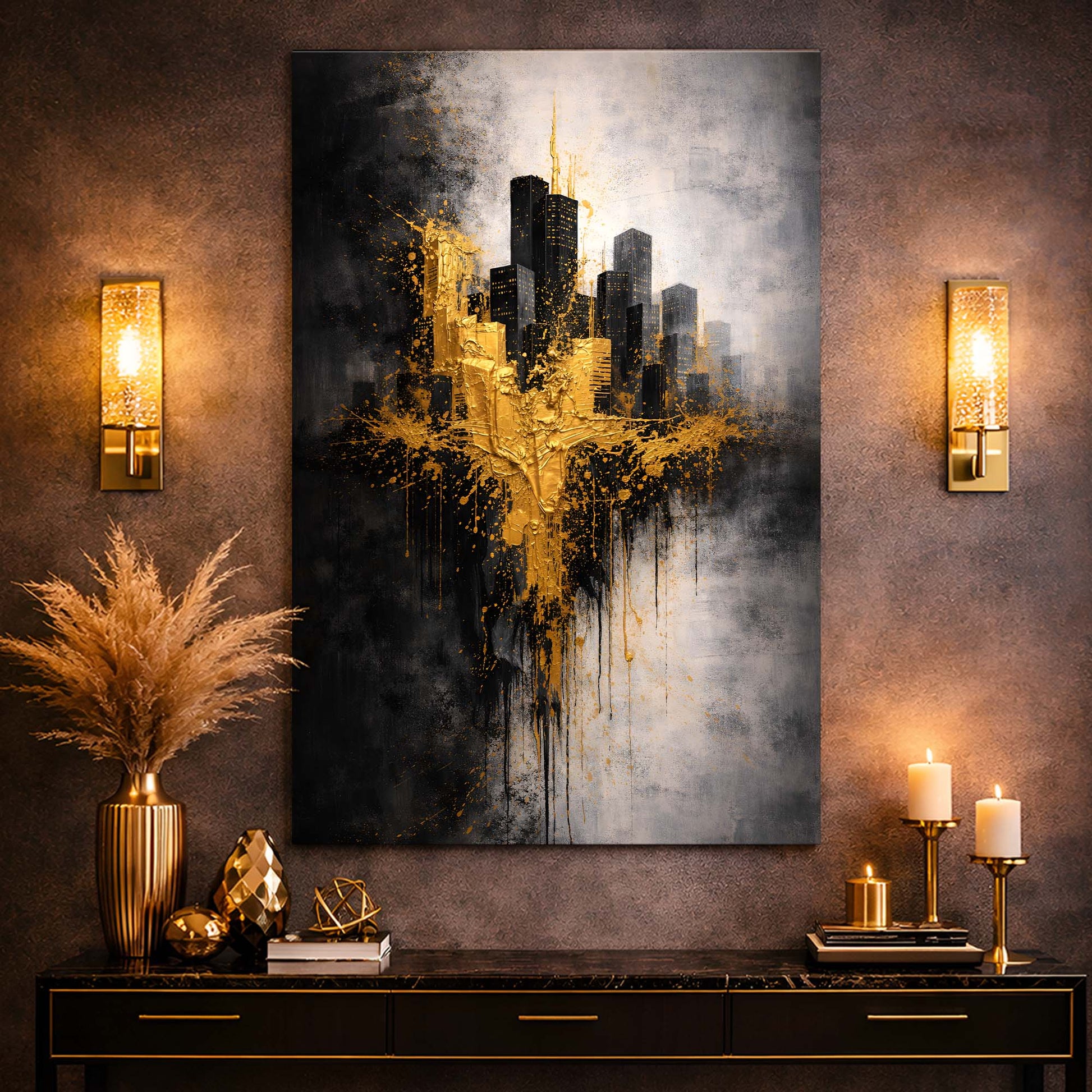 Black Gold Cityscape Abstract