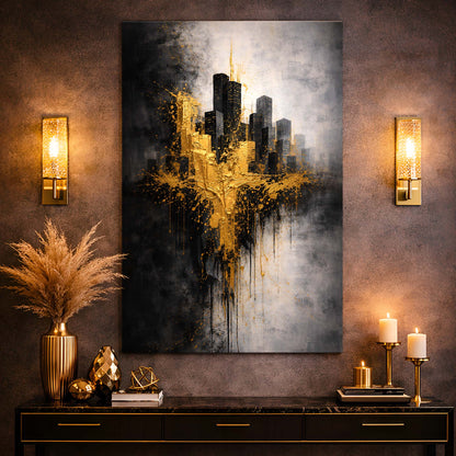 Black Gold Cityscape Abstract