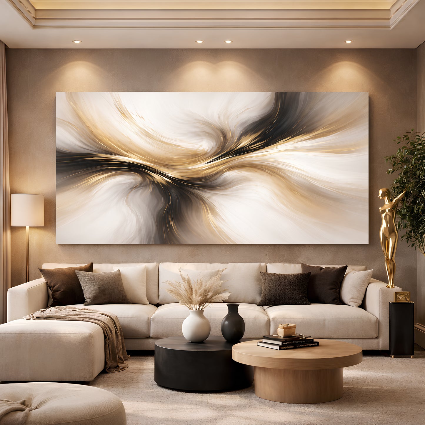 Golden Flow Abstract Luxury Wall Art