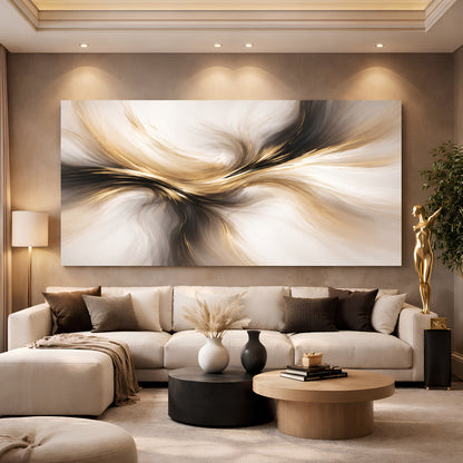 Golden Flow Abstract Luxury Wall Art