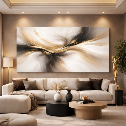 Golden Flow Abstract Luxury Wall Art