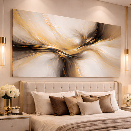 Golden Flow Abstract Luxury Wall Art