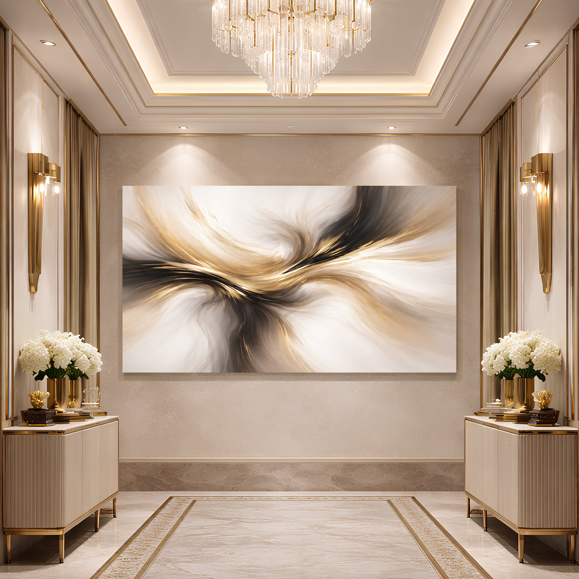 Golden Flow Abstract Luxury Wall Art