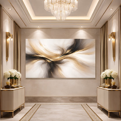 Golden Flow Abstract Luxury Wall Art