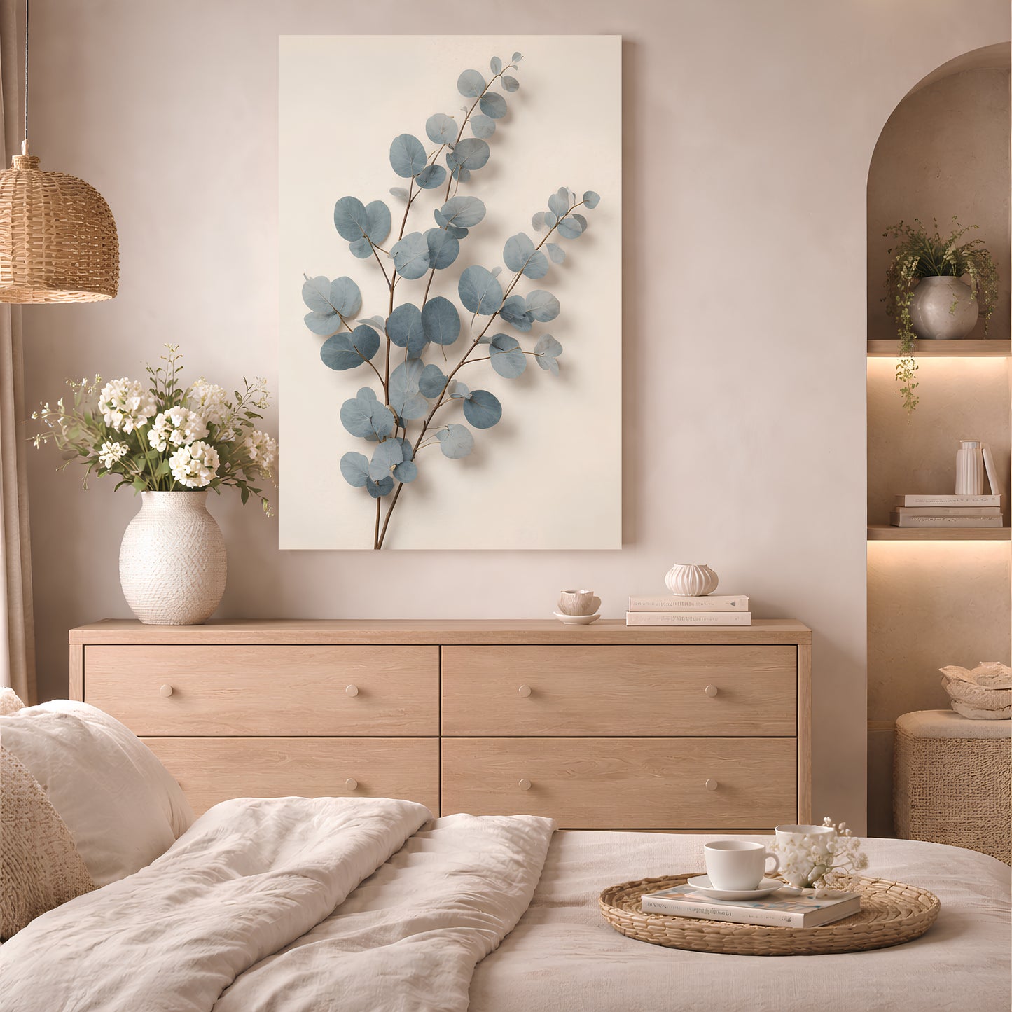 Blue and Cream Botanical — Eucalyptus In Dusty Blue