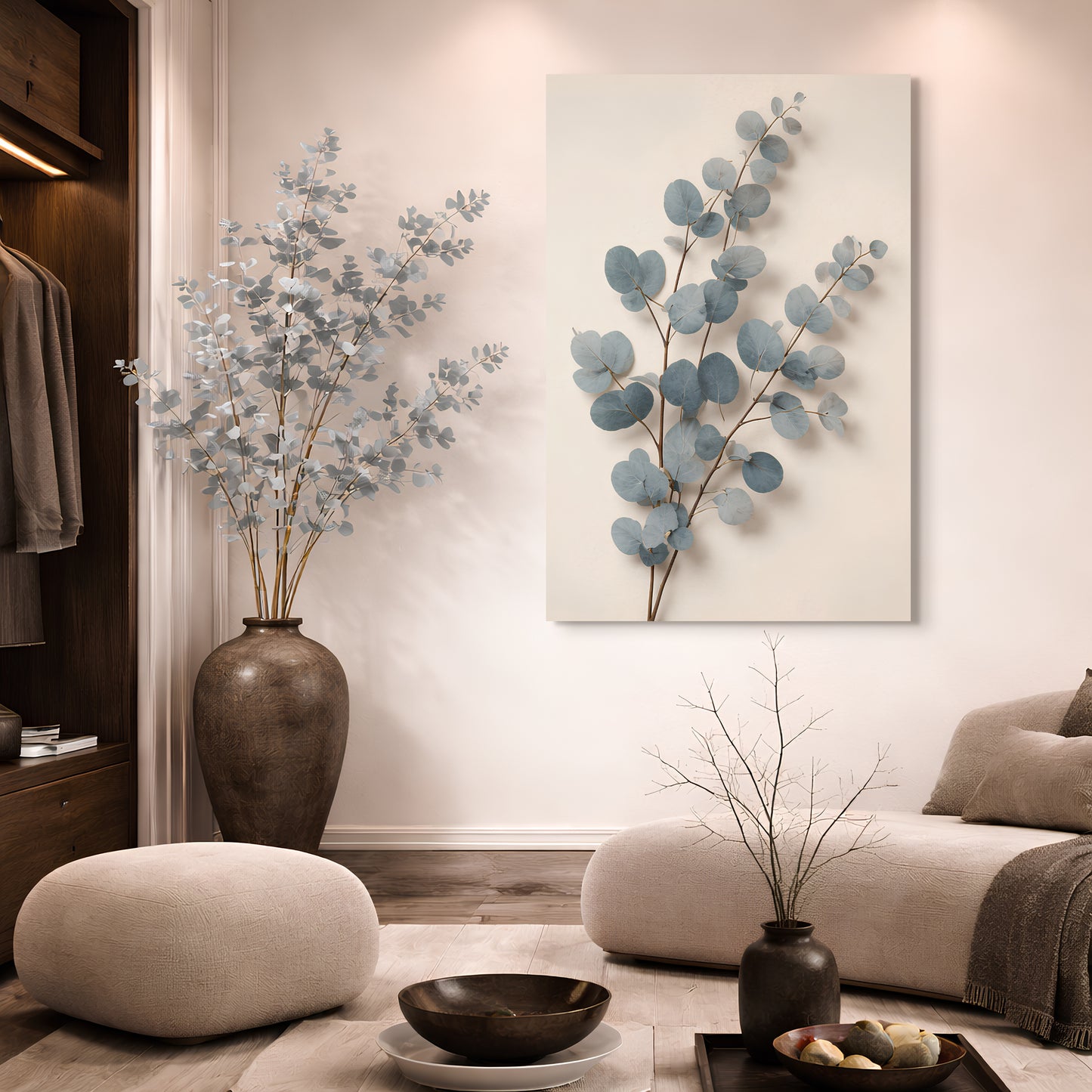 Blue and Cream Botanical — Eucalyptus In Dusty Blue