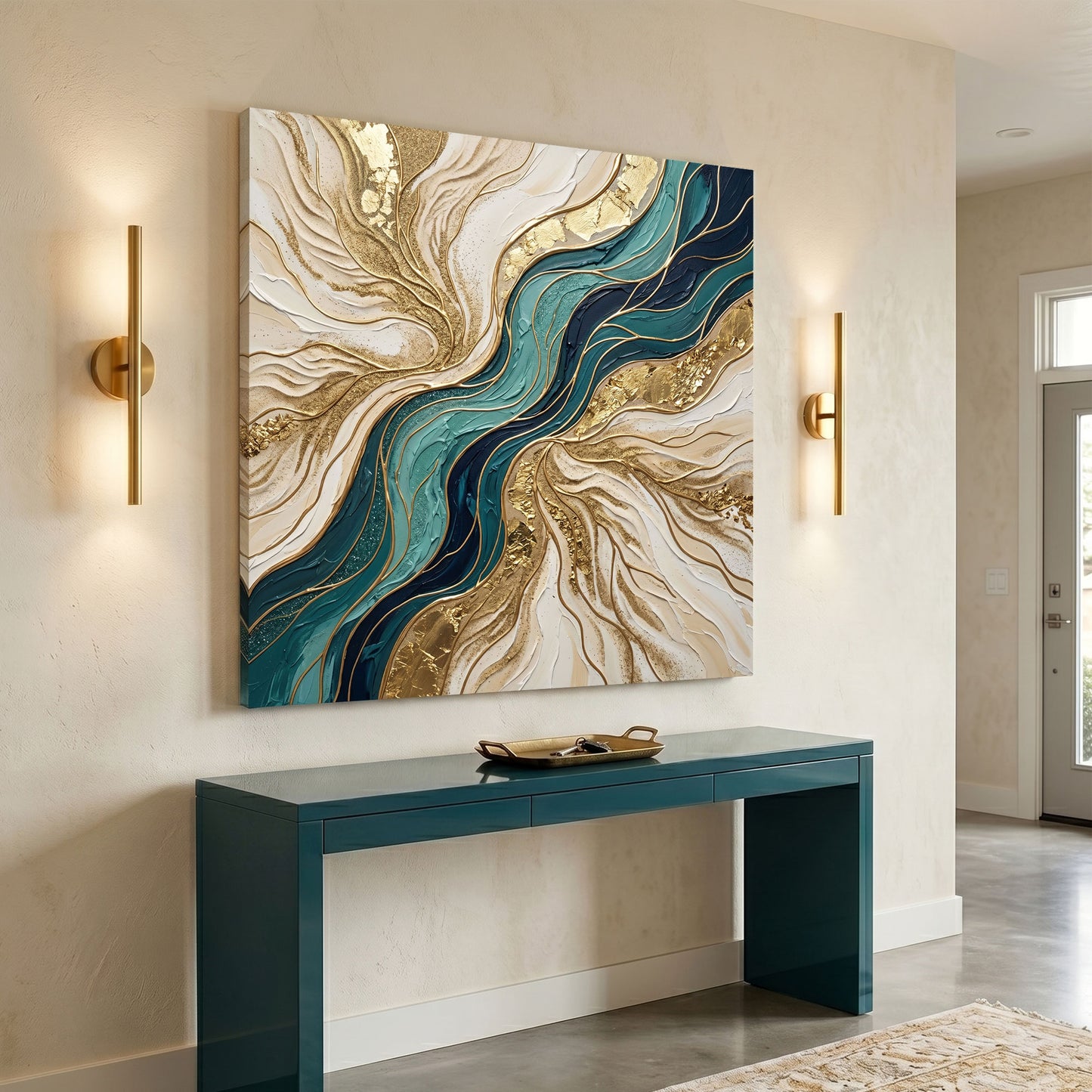 Flowing Teal and Sand