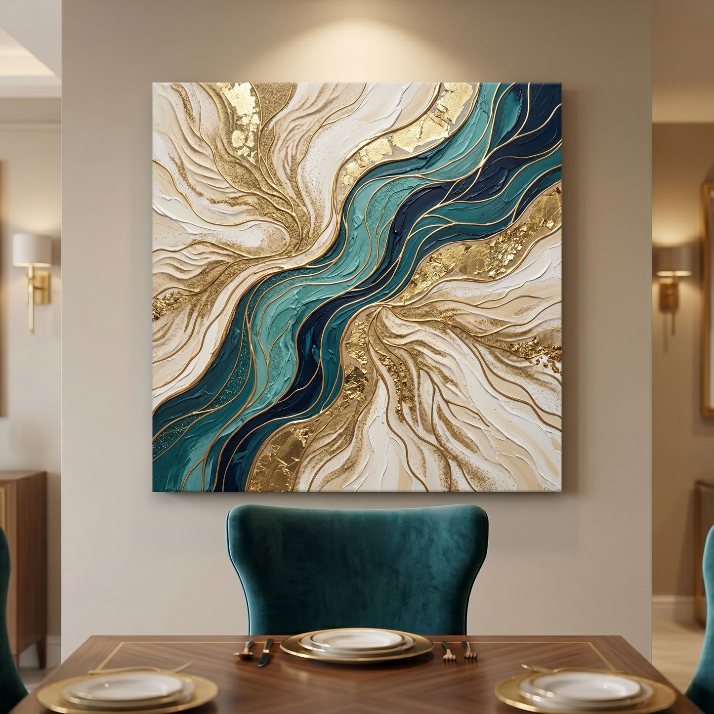 Flowing Teal and Sand