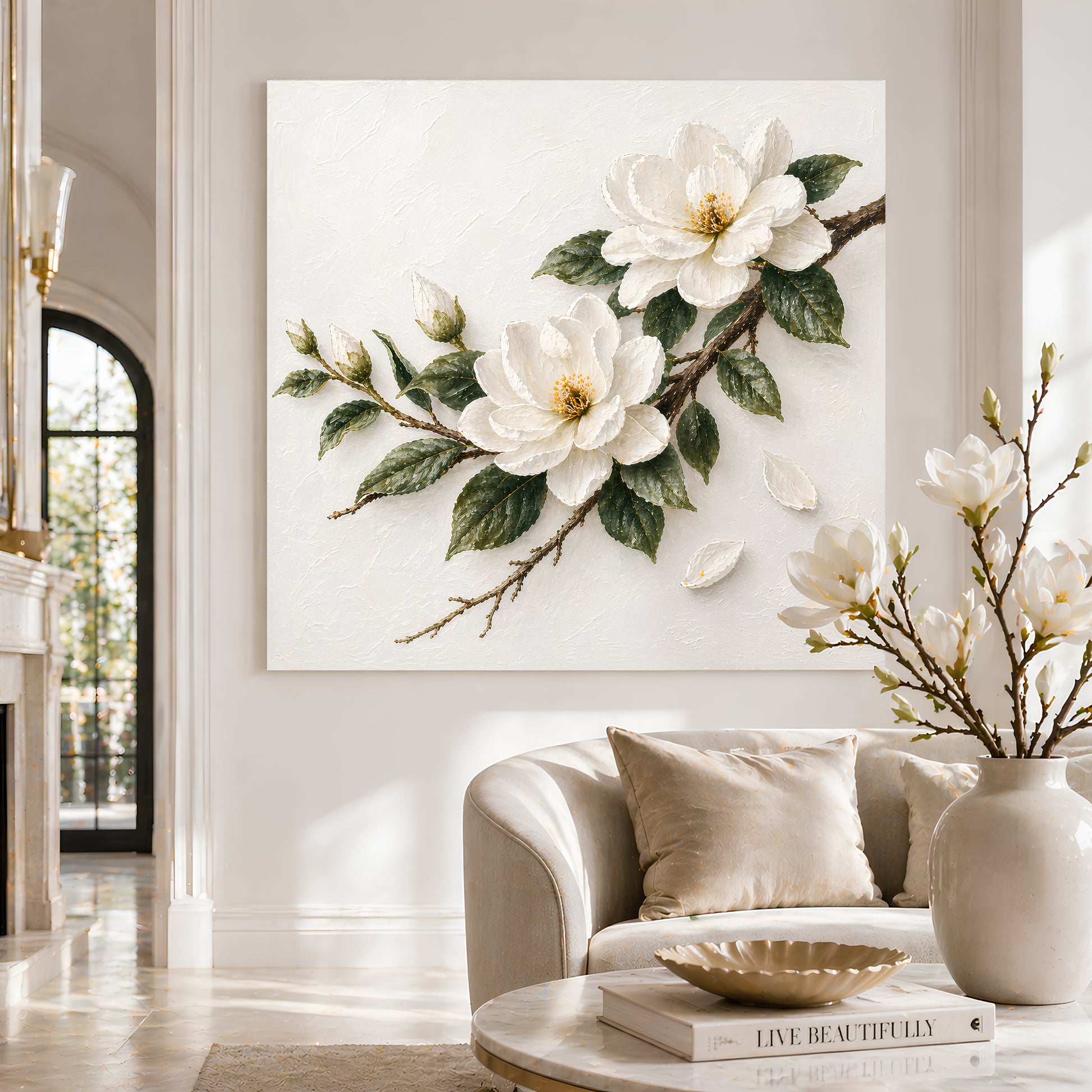 Magnolia Branch — Single Branch On Warm Cream