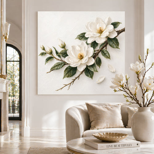 Magnolia Branch — Single Branch On Warm Cream