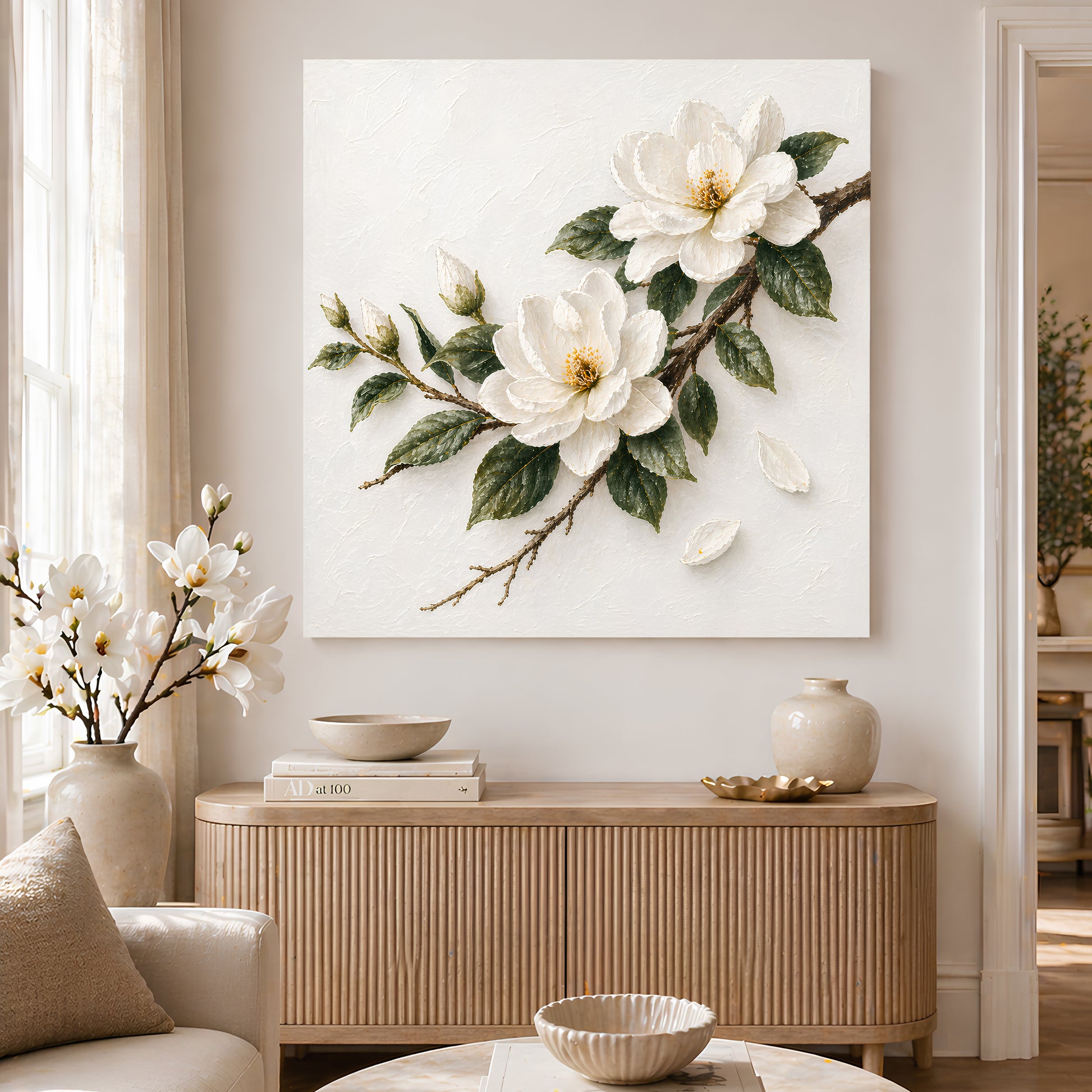 Magnolia Branch — Single Branch On Warm Cream