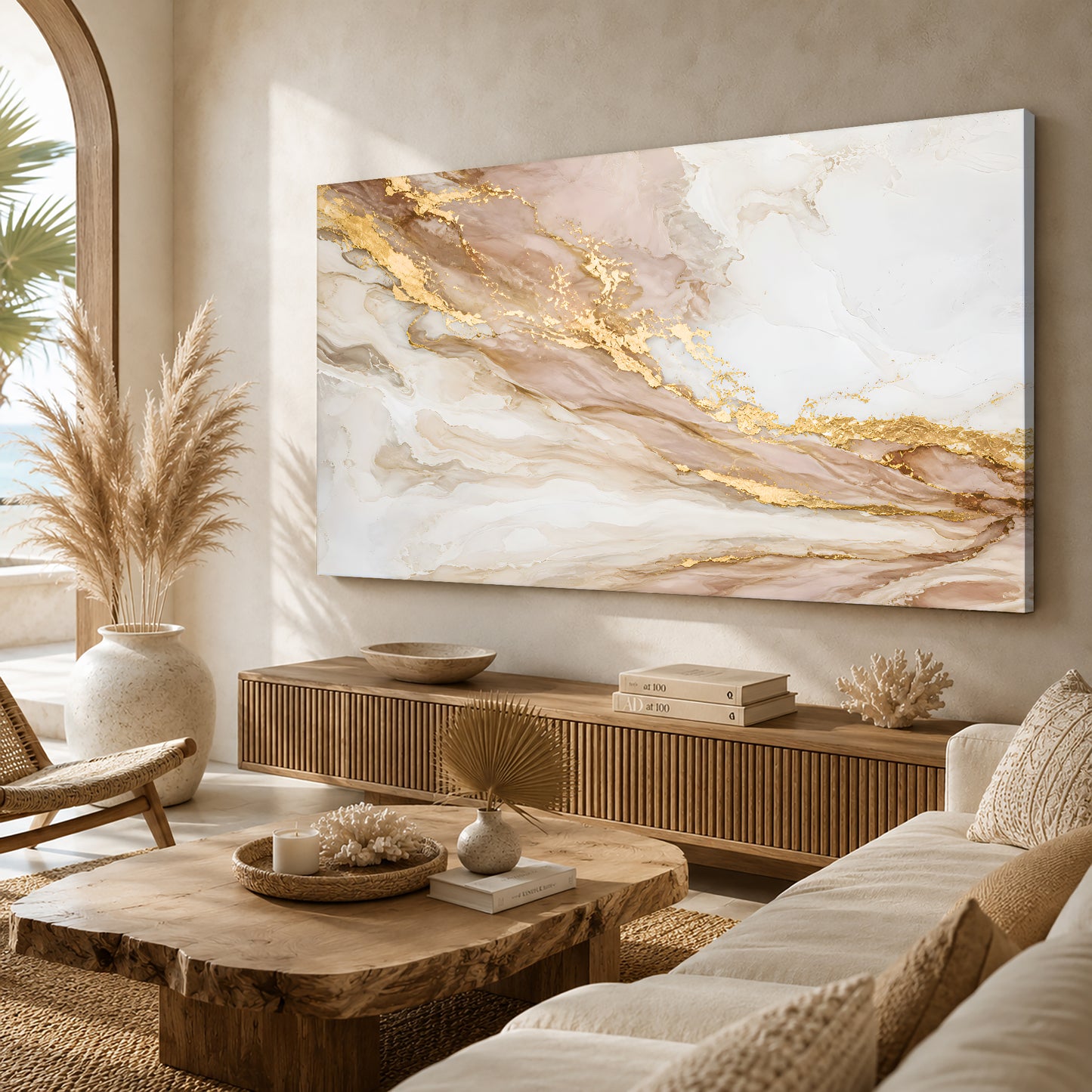 Blush Gold Flow Abstract