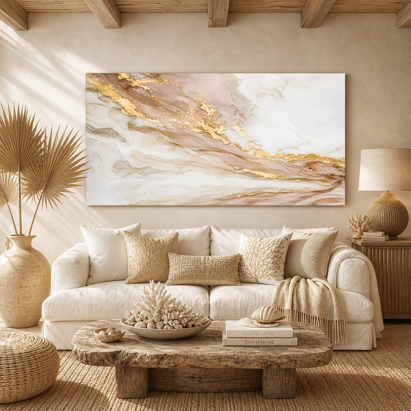 Blush Gold Flow Abstract