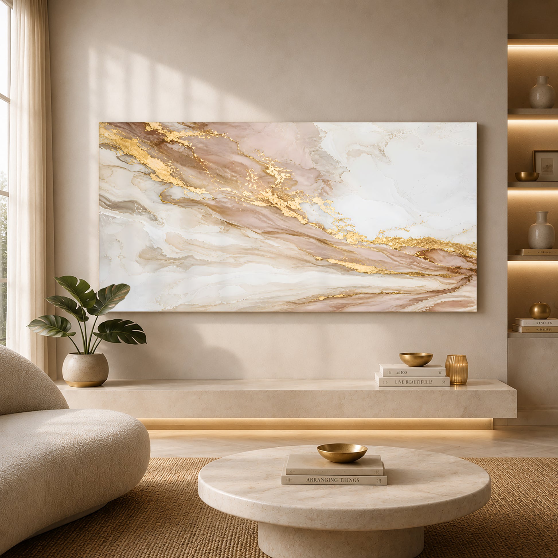 Blush Gold Flow Abstract