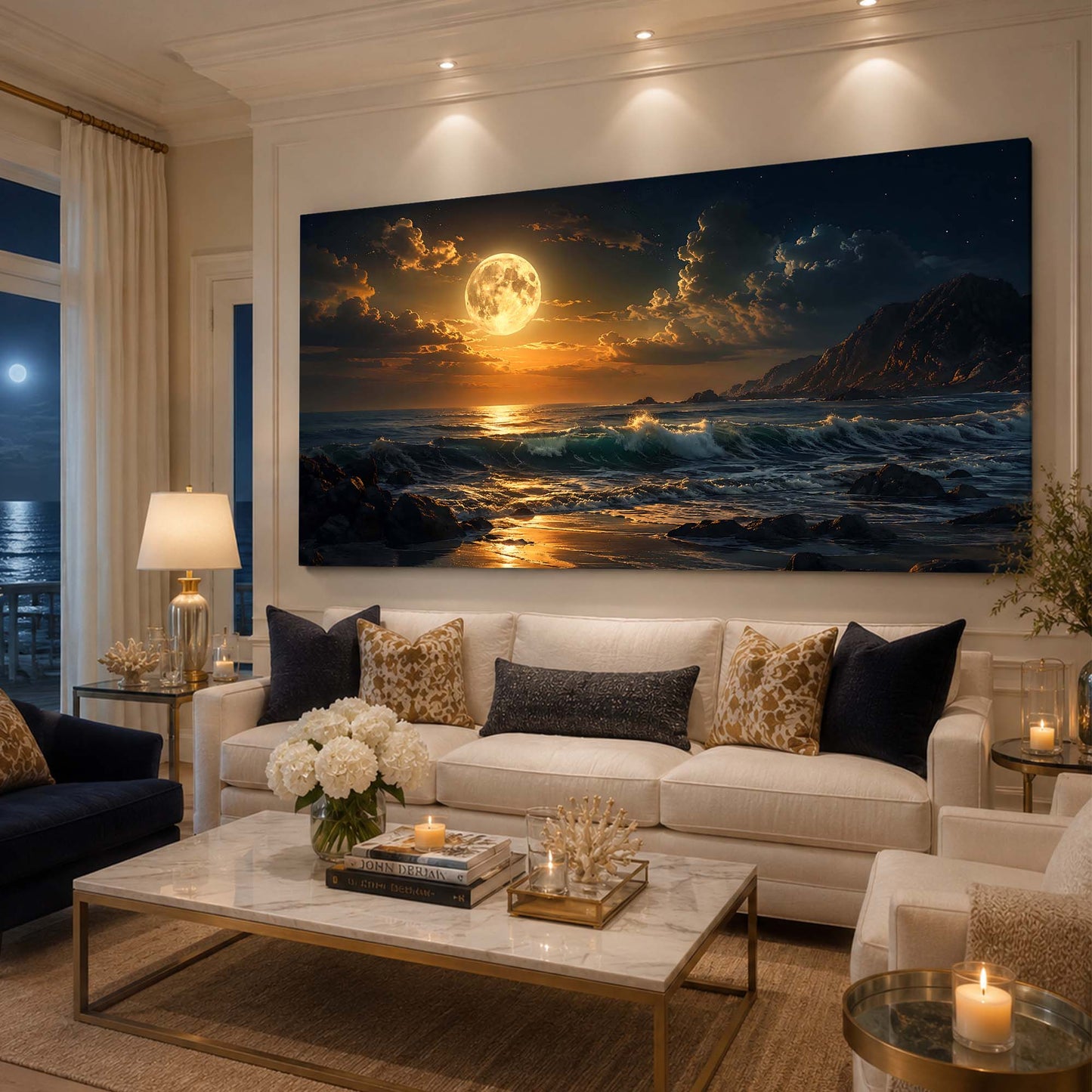 Full Moon Ocean Panorama