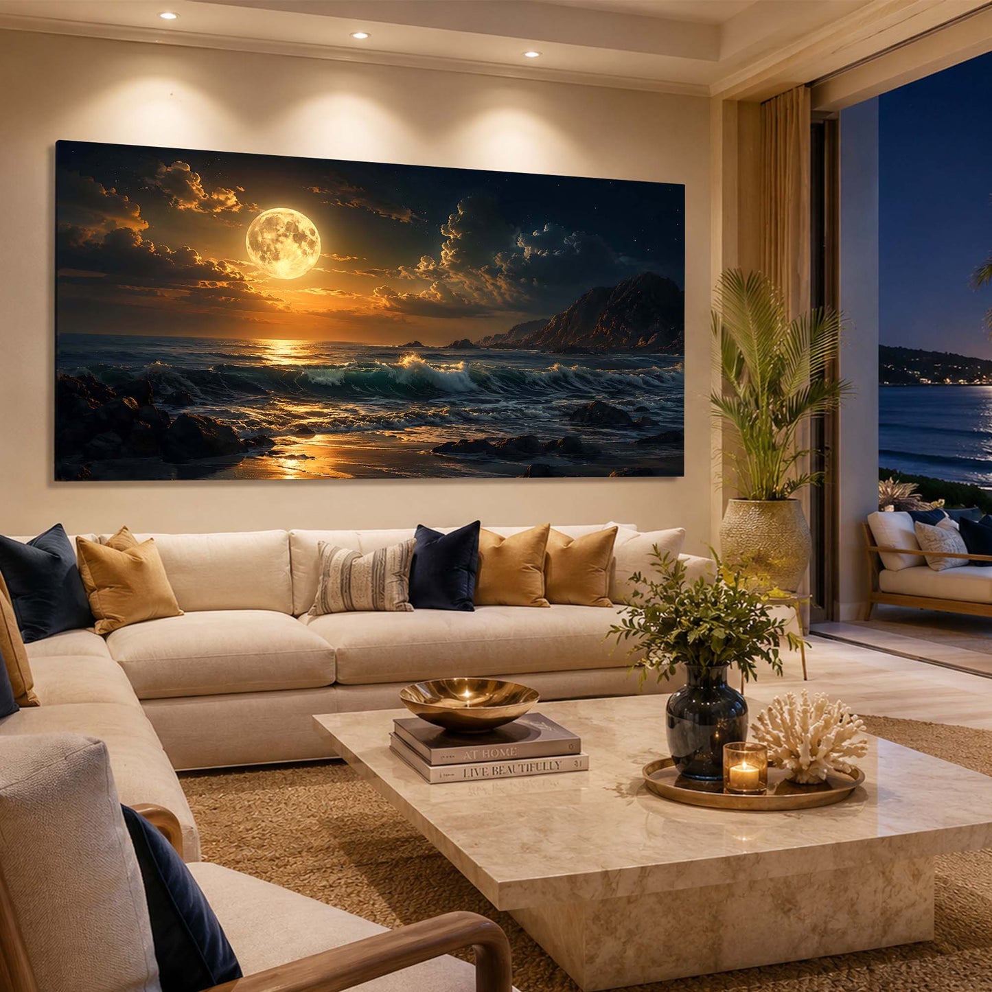 Full Moon Ocean Panorama