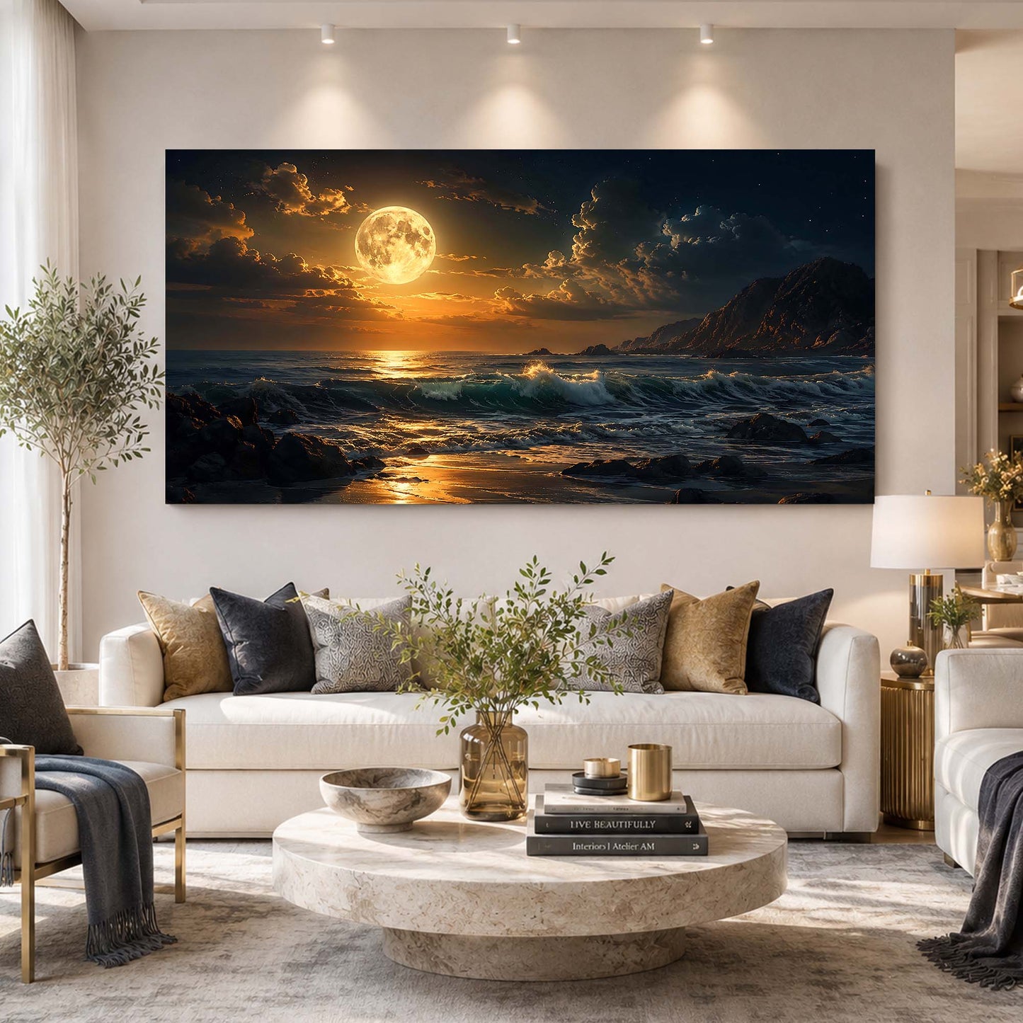Full Moon Ocean Panorama