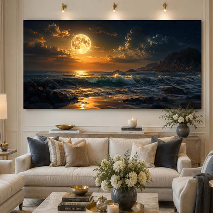 Full Moon Ocean Panorama