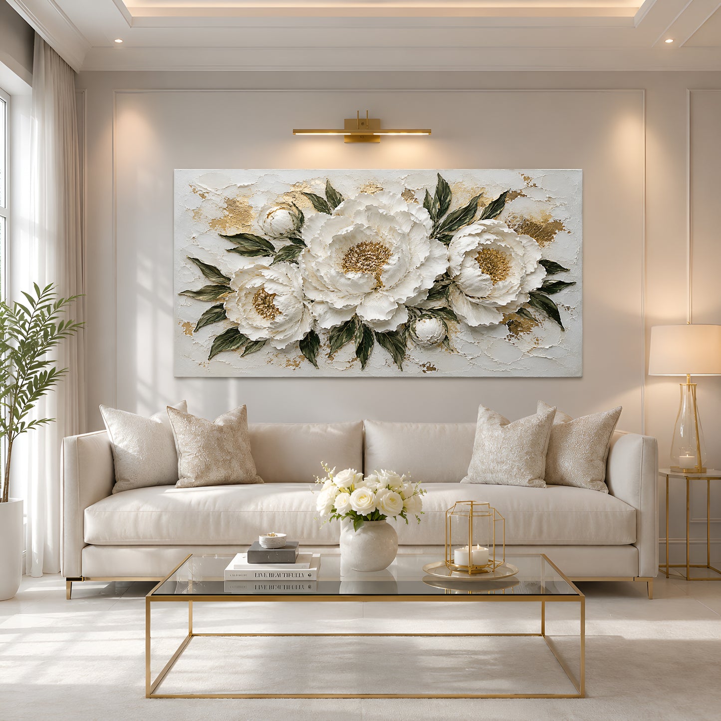 Ivory Peony Luxe Wall Art