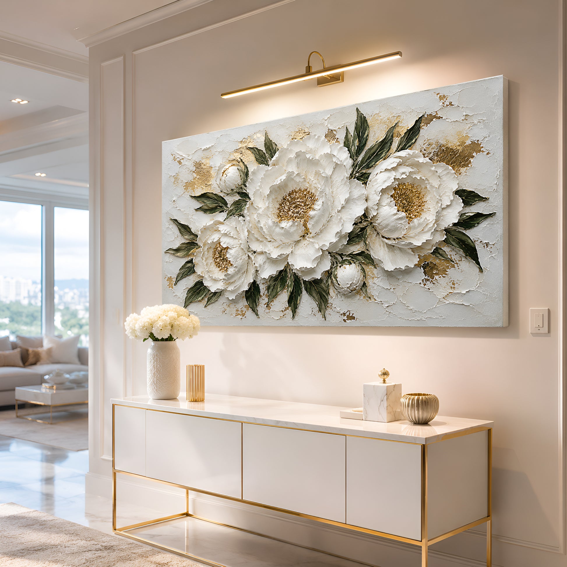 Ivory Peony Luxe Wall Art