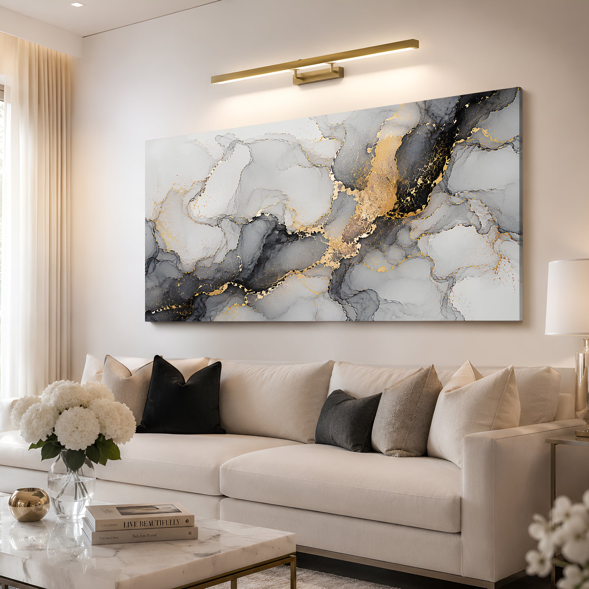 Golden Veil Abstract Wall Art
