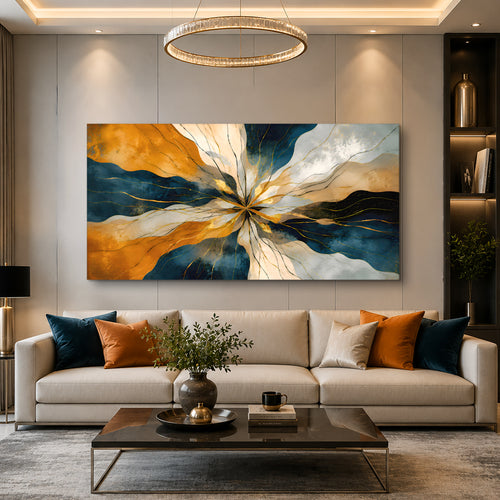Golden Horizon Burst Wall Art
