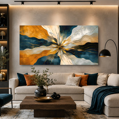 Golden Horizon Burst Wall Art