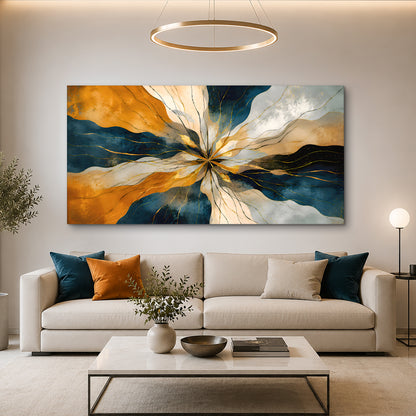Golden Horizon Burst Wall Art