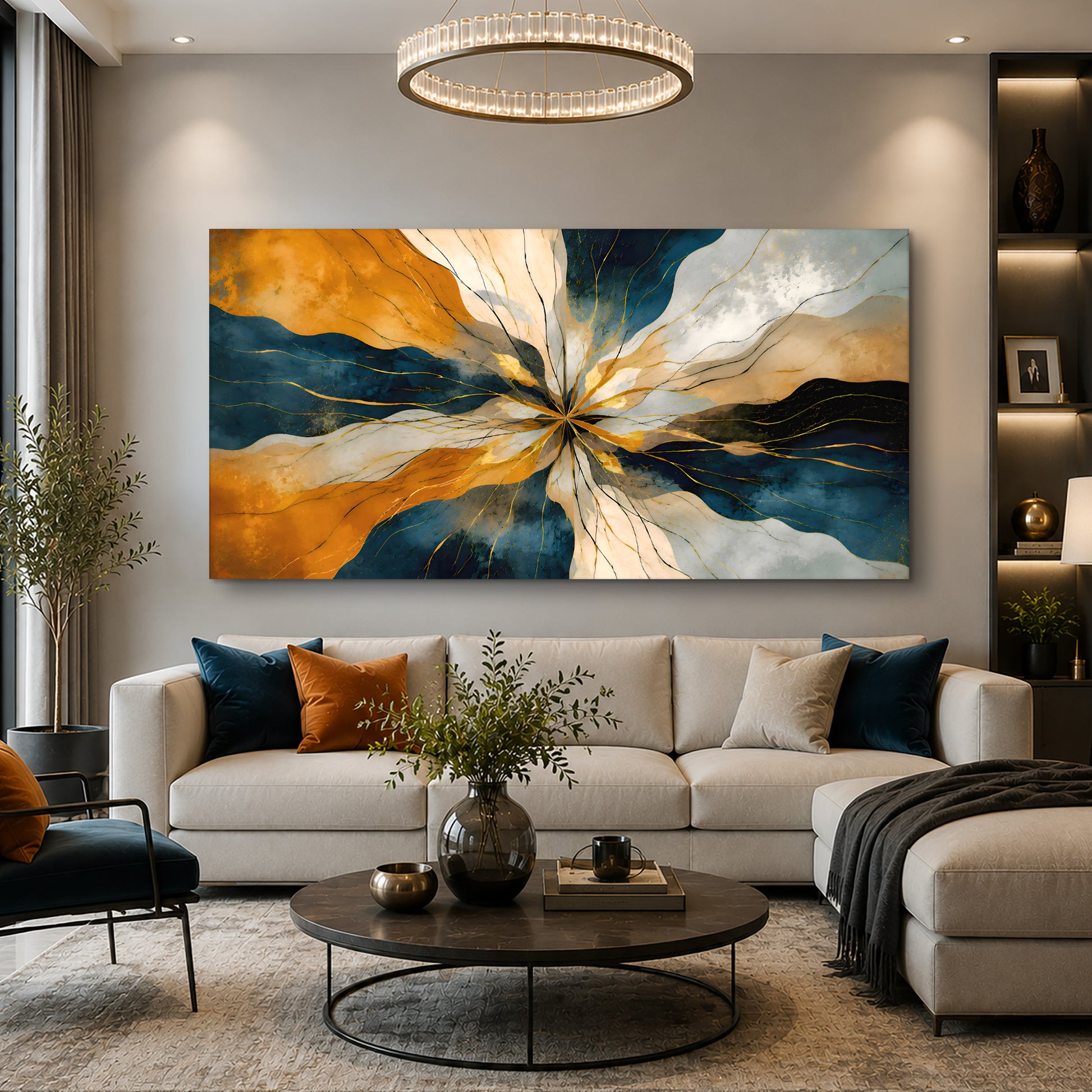 Golden Horizon Burst Wall Art