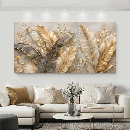 Golden Tropical Leaves Wall Art II