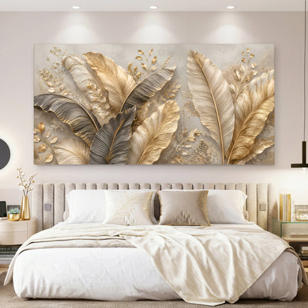 Golden Tropical Leaves Wall Art II