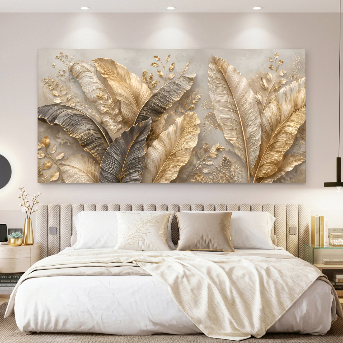 Golden Tropical Leaves Wall Art II