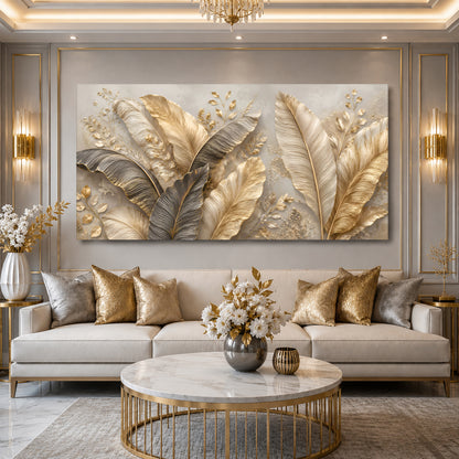 Golden Tropical Leaves Wall Art II