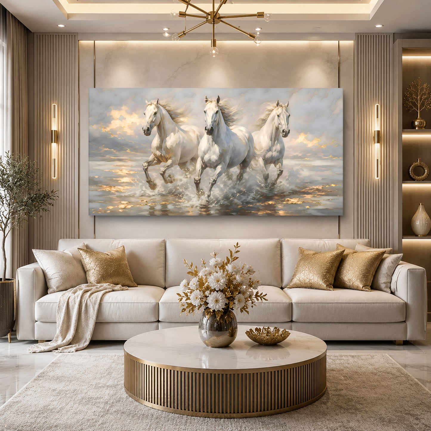 Majestic White Horses