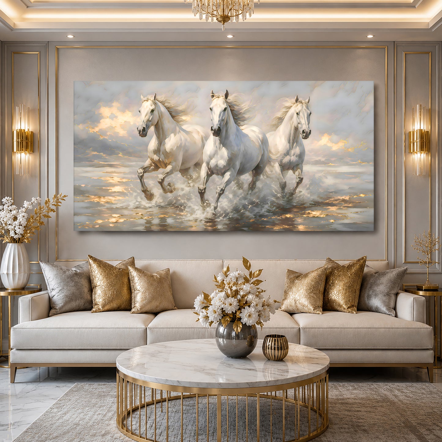 Majestic White Horses