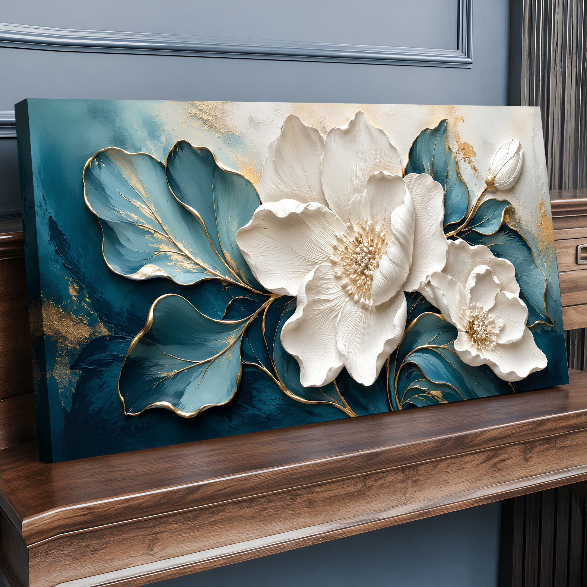 Gilded Petal Relief Wall Art II