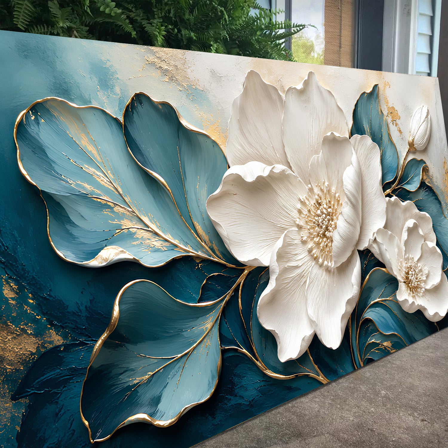 Gilded Petal Relief Wall Art II
