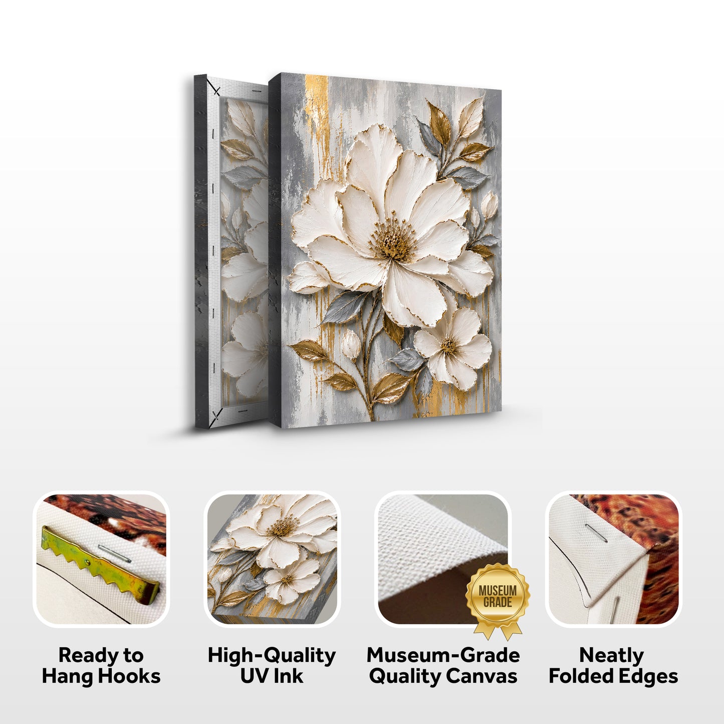 Golden Ivory Blossom Wall Art