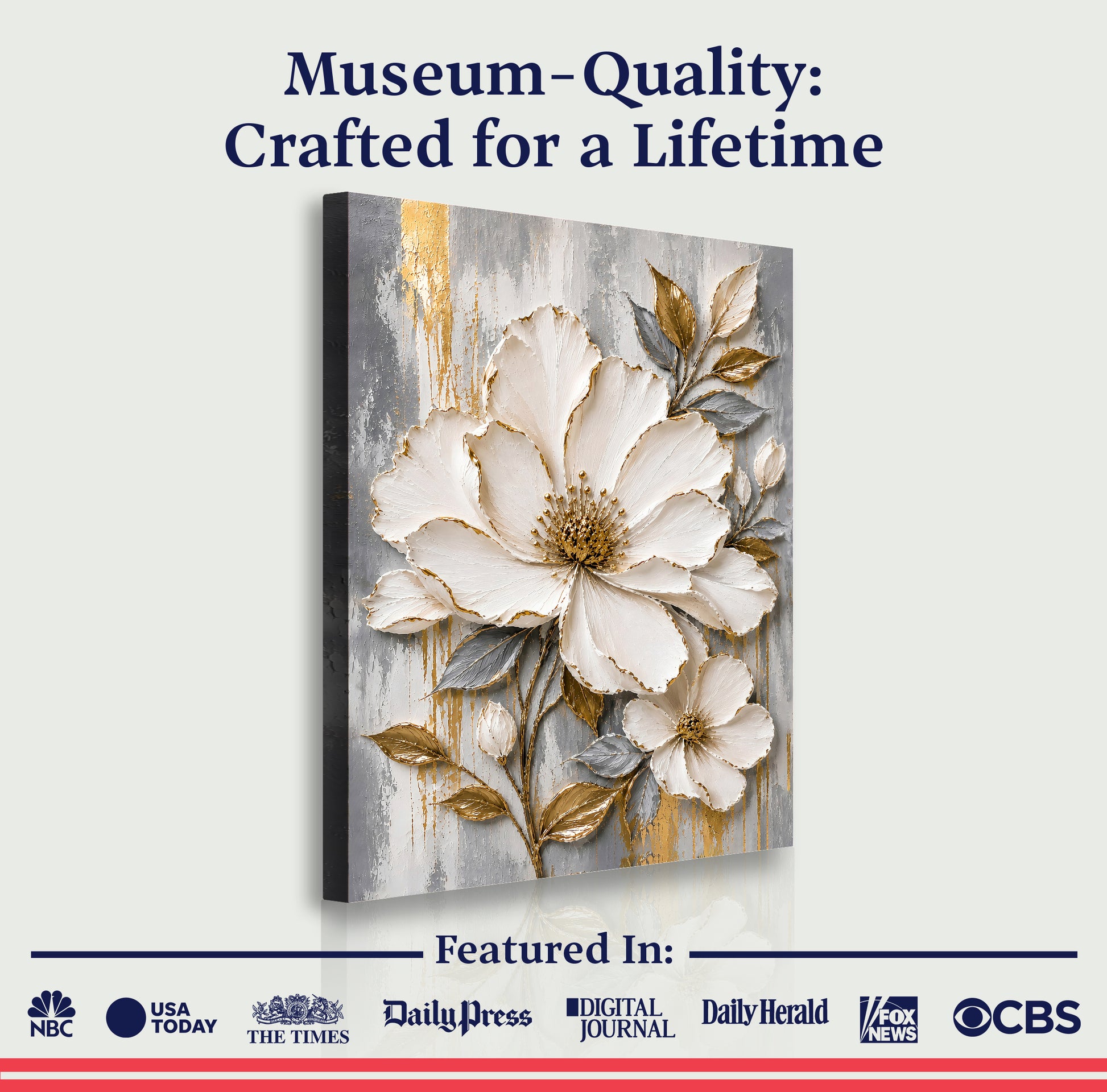 Golden Ivory Blossom Wall Art