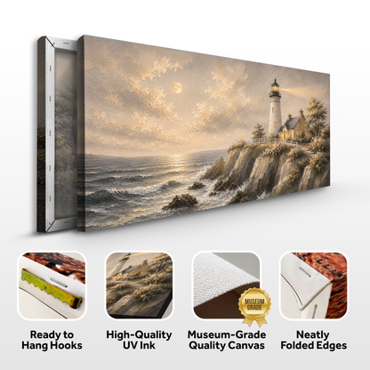 Moonlit Lighthouse Ocean