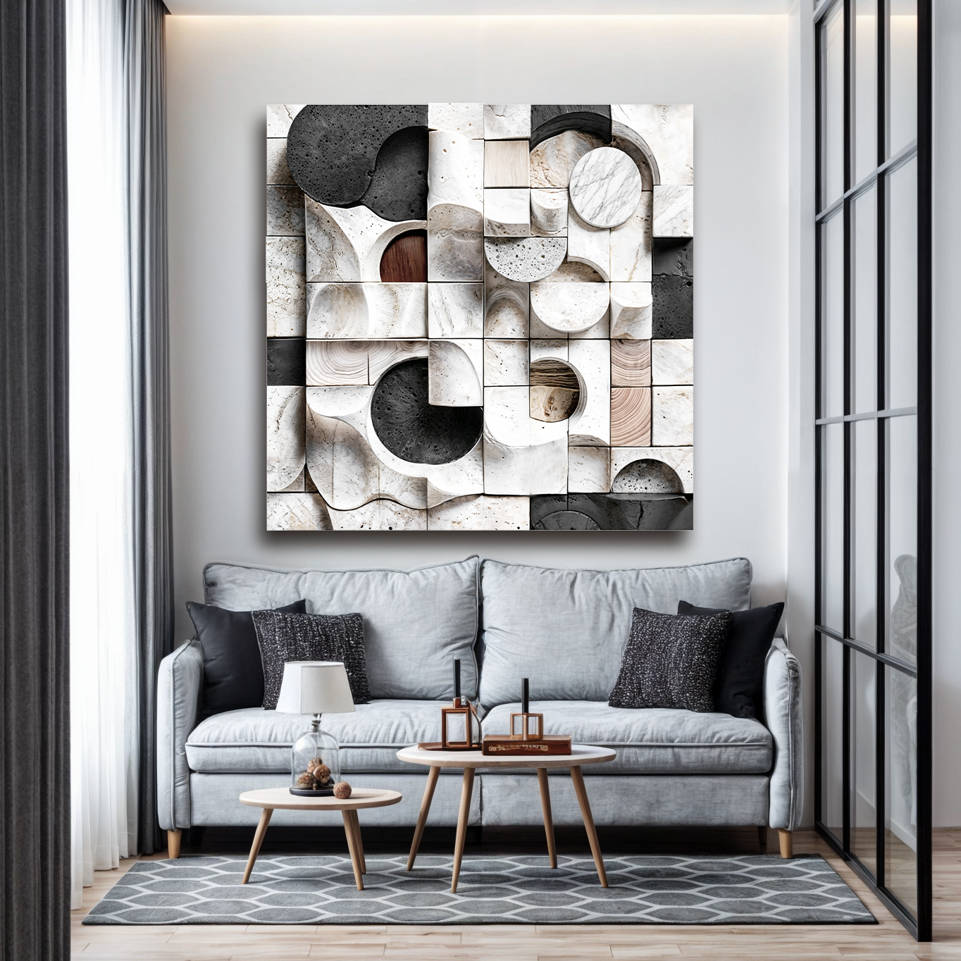 Abstract Black & White Wall Sculpture Wall Art