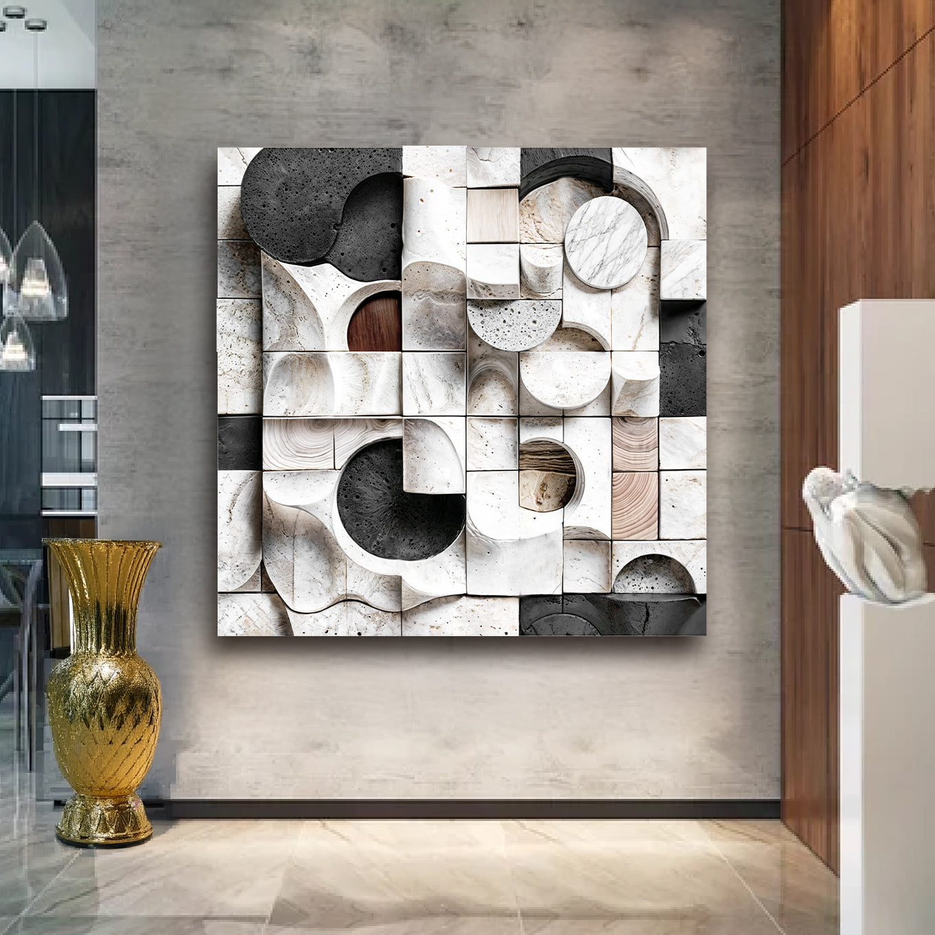 Abstract Black & White Wall Sculpture Wall Art