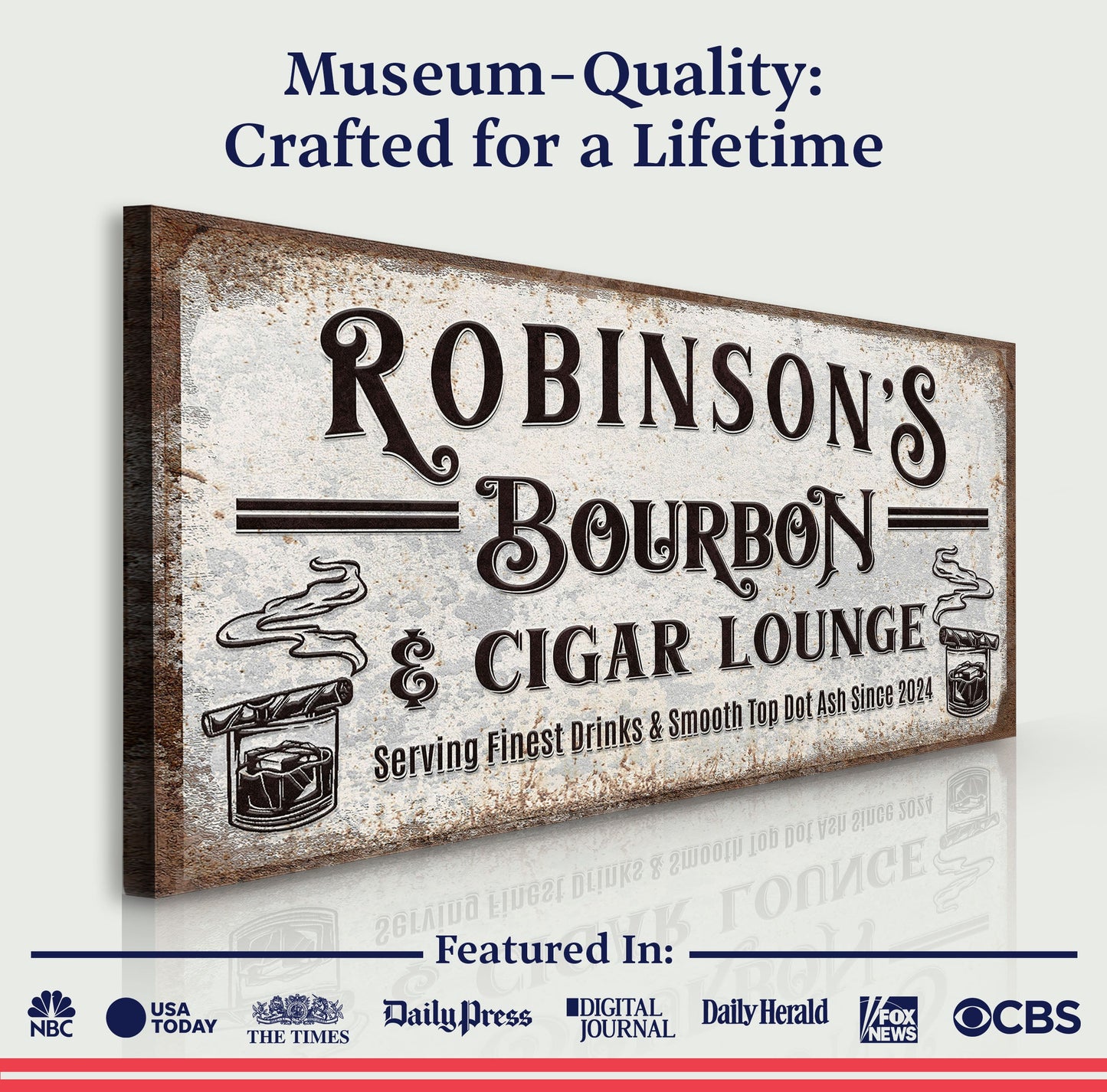 Personalized Bourbon and Cigar Bar Sign