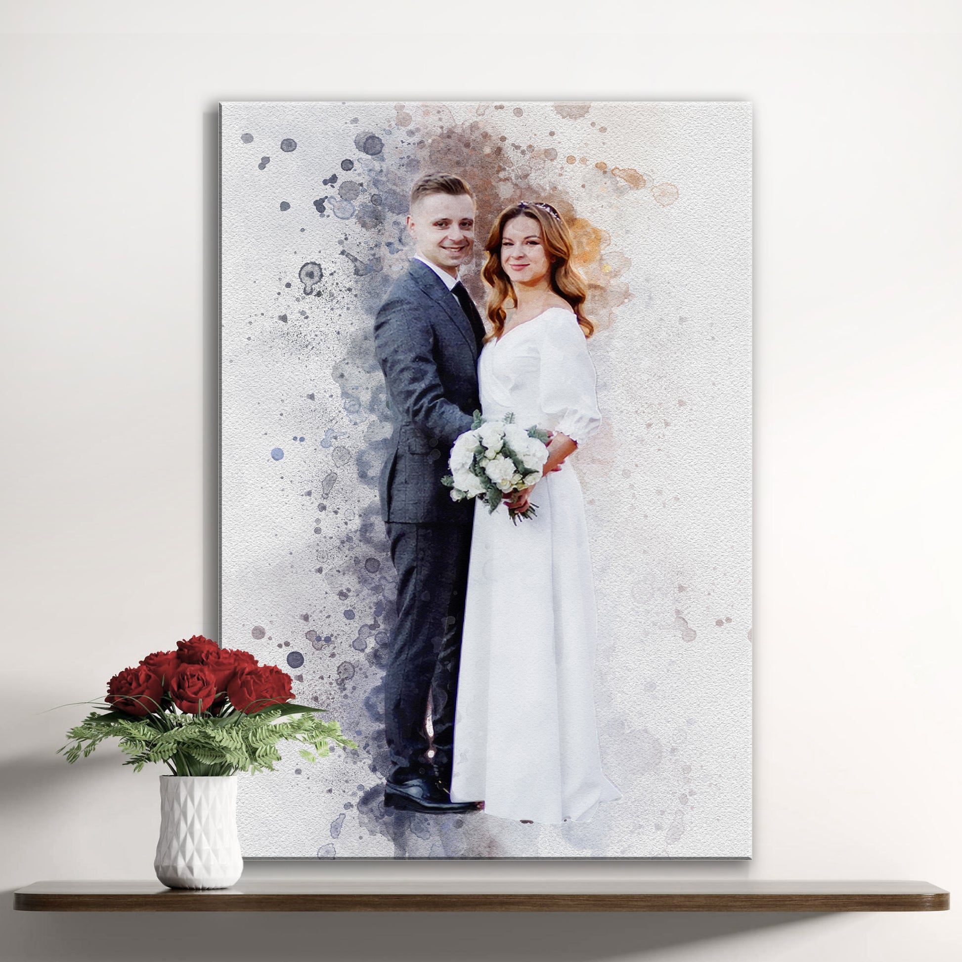 Custom Anniversary Watercolor Portrait Style 1 - Image by Tailored Canvases